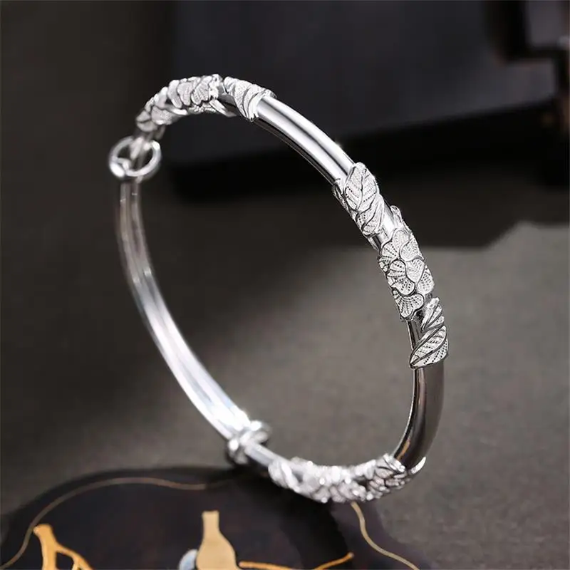 Ethnic Fashion Designers - Gelang bunga mekar cantik perak murni
