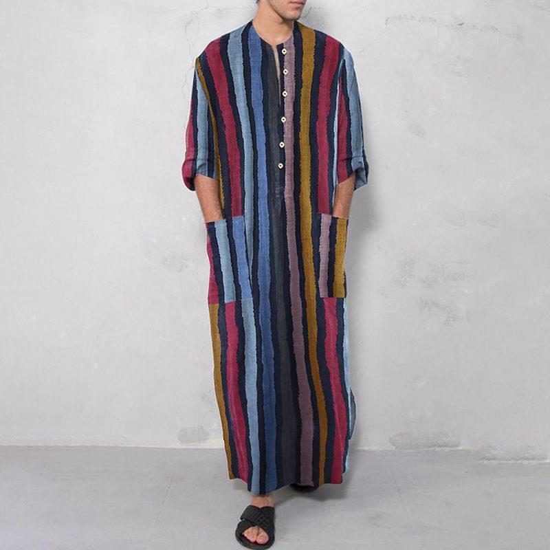 Ethnic Wear Fashion Designer - Kemeja Pria Bergaris Panjang Bermotif Gaya