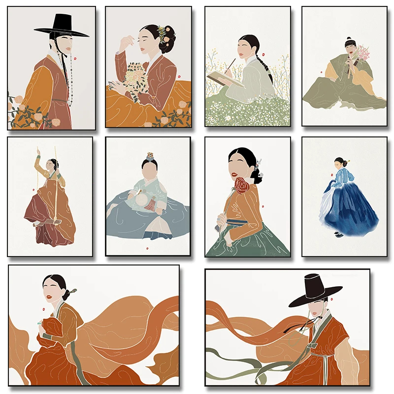 Hanbok Modern Set - Poster Seni Boho Hanbok Korea dan