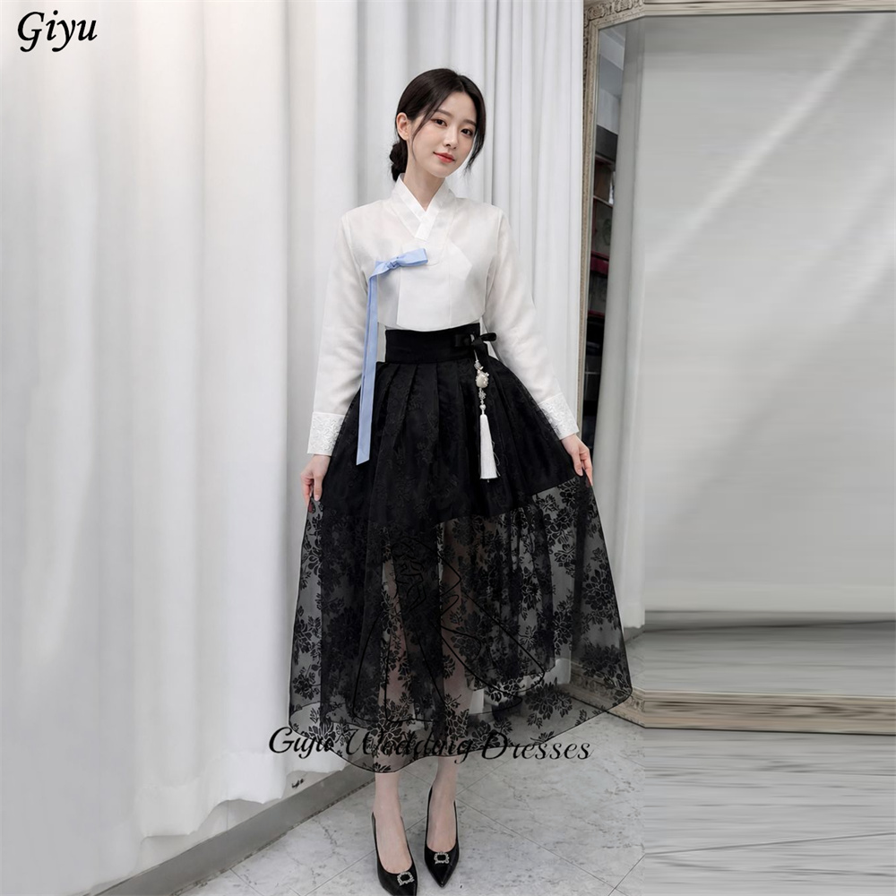 Hanbok Modern Set - Giyu Hanbok Warna Kontras Hitam Kustom