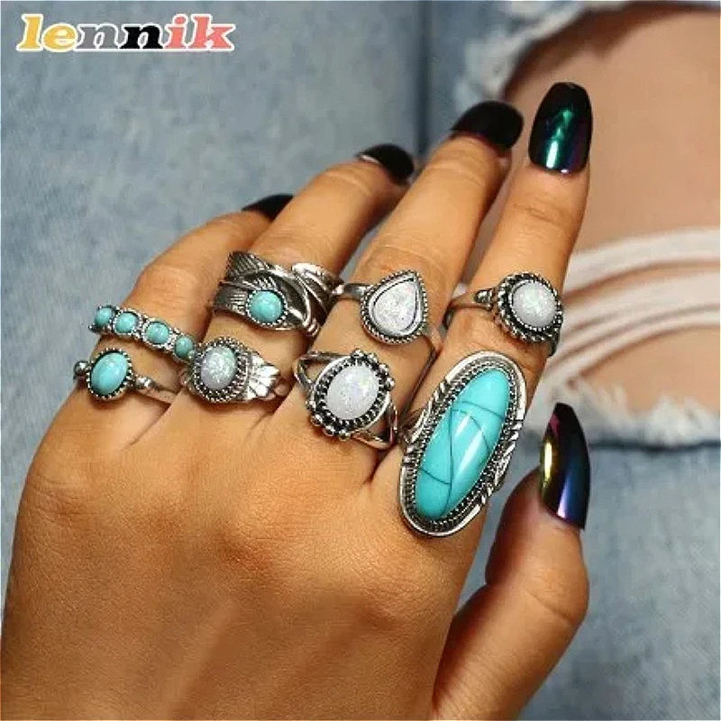 LENNIK Set Cincin Bulu Pirus R - Ethnic Wear Fashion Designer ulasan dan harga