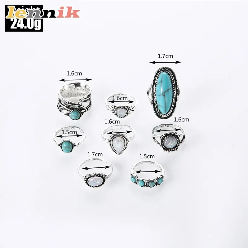 LENNIK Set Cincin Bulu Pirus R - Ethnic Wear Fashion Designer ulasan dan harga