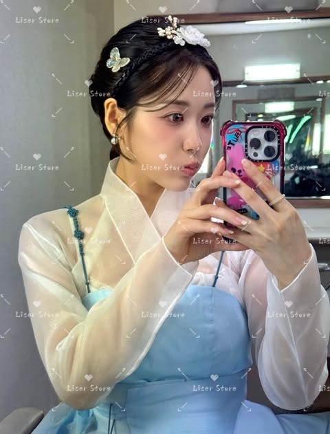 Liser Short Modern Hanbok Biru - Hanbok Modern Set ulasan dan harga