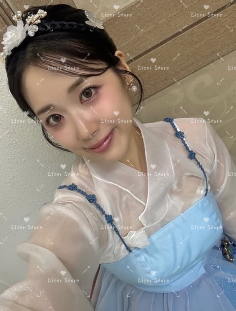 Liser Short Modern Hanbok Biru - Hanbok Modern Set ulasan dan harga