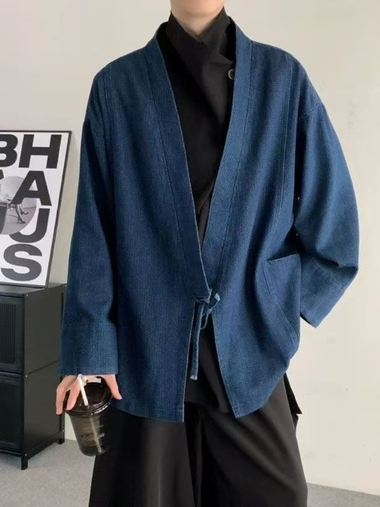 Mantel Denim Gaya Jepang Vinta - Haori Japanese Jacket ulasan dan harga